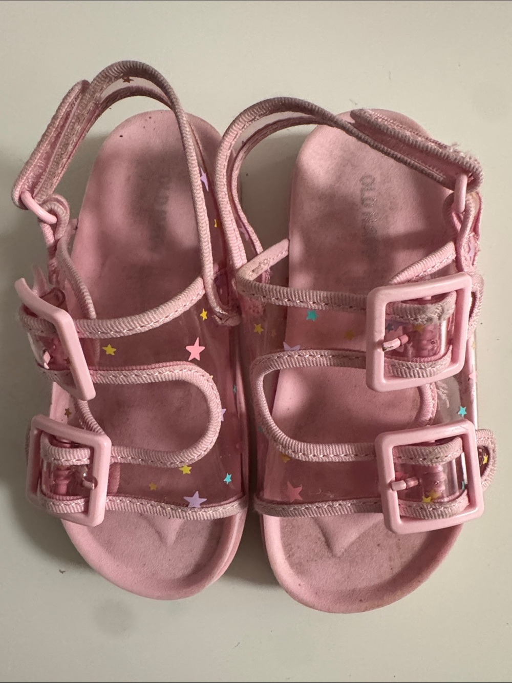Old Navy Pink Star Jelly Sandals with Buckle Straps